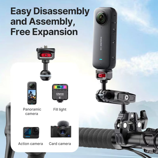 CO17 Super Clamp with 360° Dual-Head Double Clamps Magic Arm Arri Adapter for for Panoramic Camera Umbrella LED Light