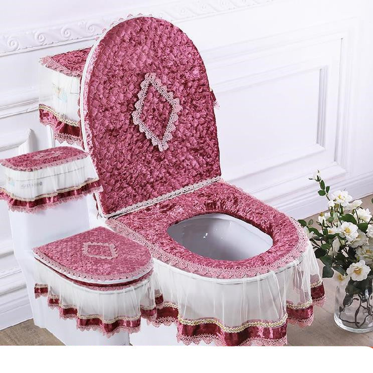 3-Piece Zippered Toilet Seat Cover Set