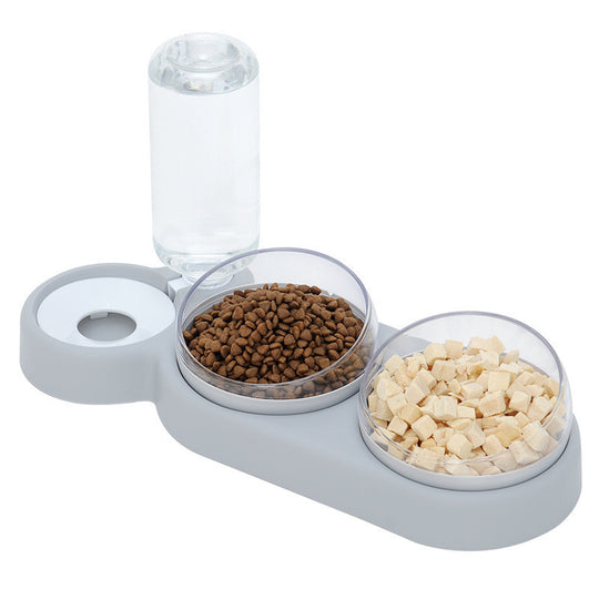 Automatic Pet Feeder with Water Fountain & Raised Double Bowl Stand