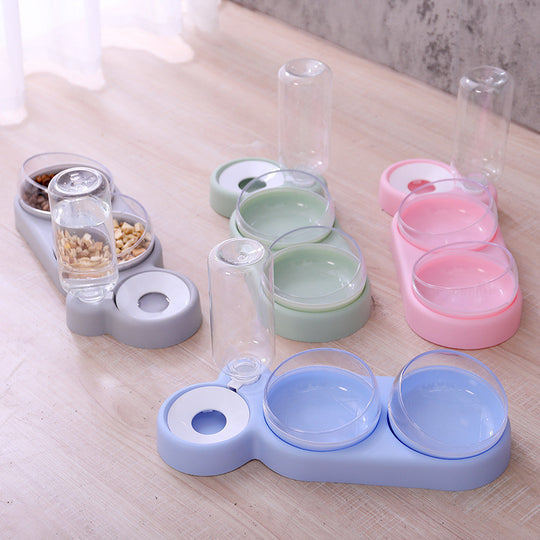 Automatic Pet Feeder with Water Fountain & Raised Double Bowl Stand
