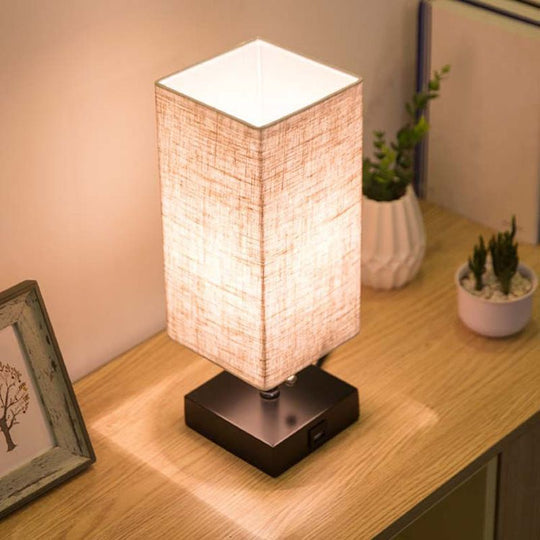Modern Linen Square Table Lamp