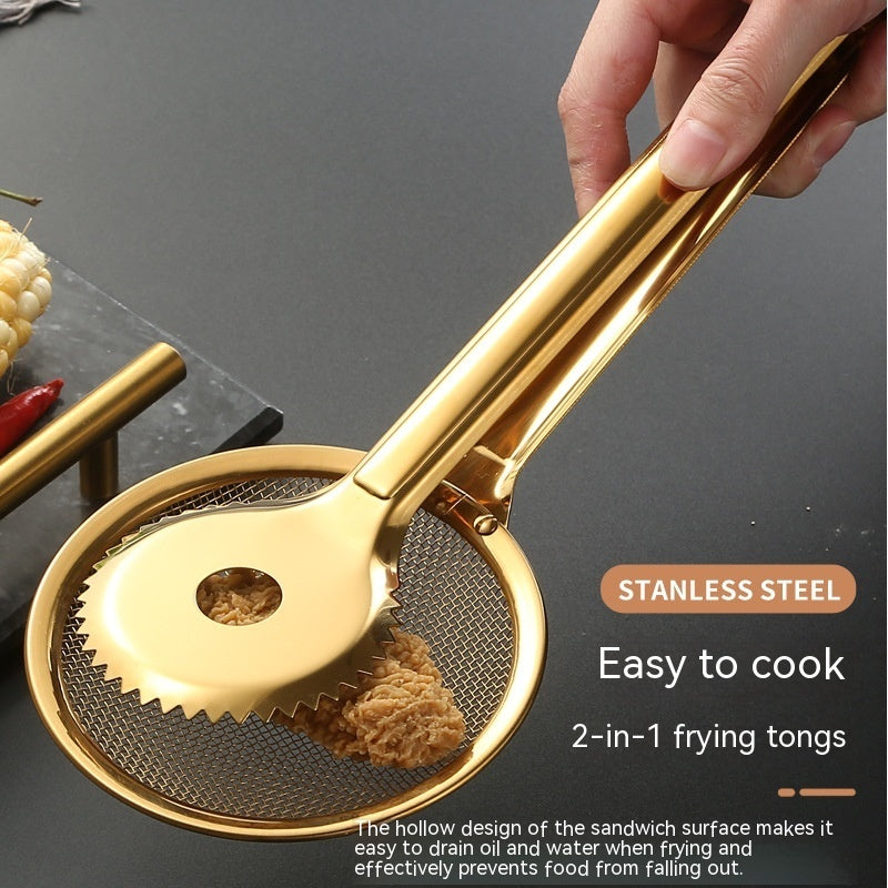 Stainless Steel Food Tong with Fried Food Filter Clip