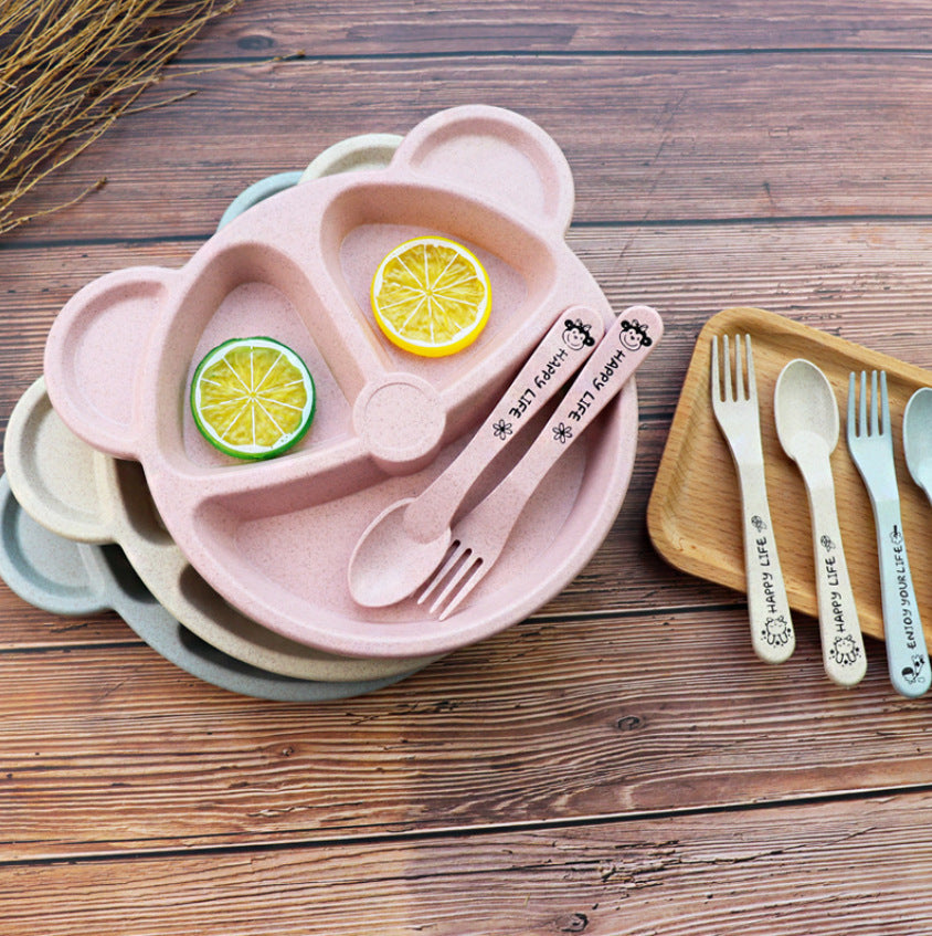 Wheat Split Bear Children's Dinner Plate Set