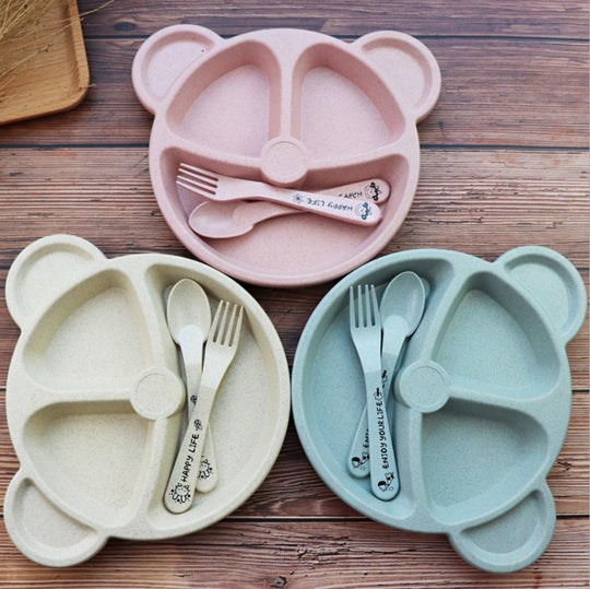 Wheat Split Bear Children's Dinner Plate Set