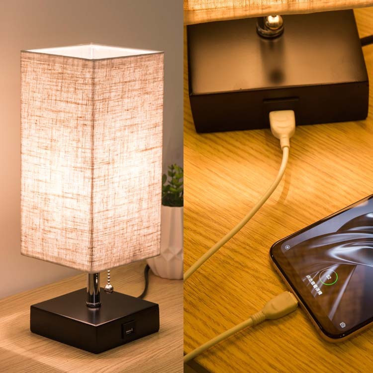 Modern Linen Square Table Lamp