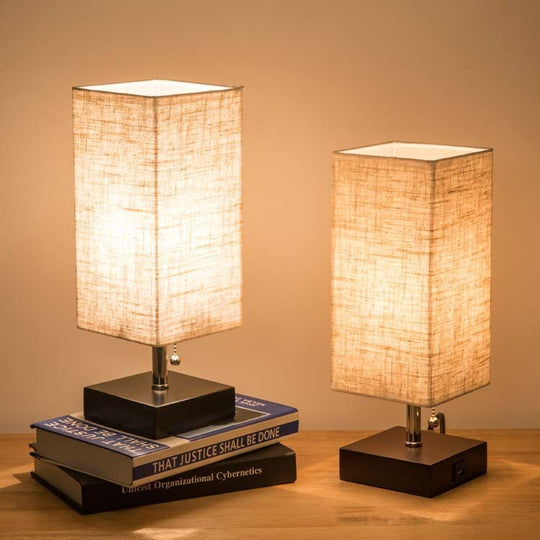 Modern Linen Square Table Lamp