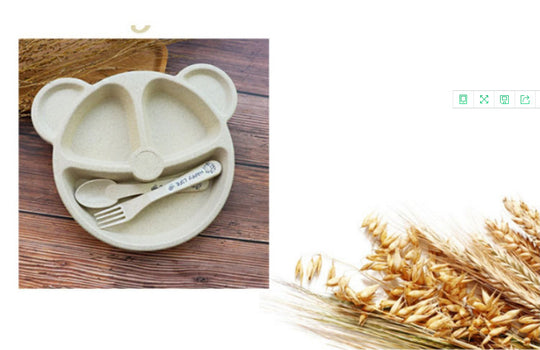 Wheat Split Bear Children's Dinner Plate Set