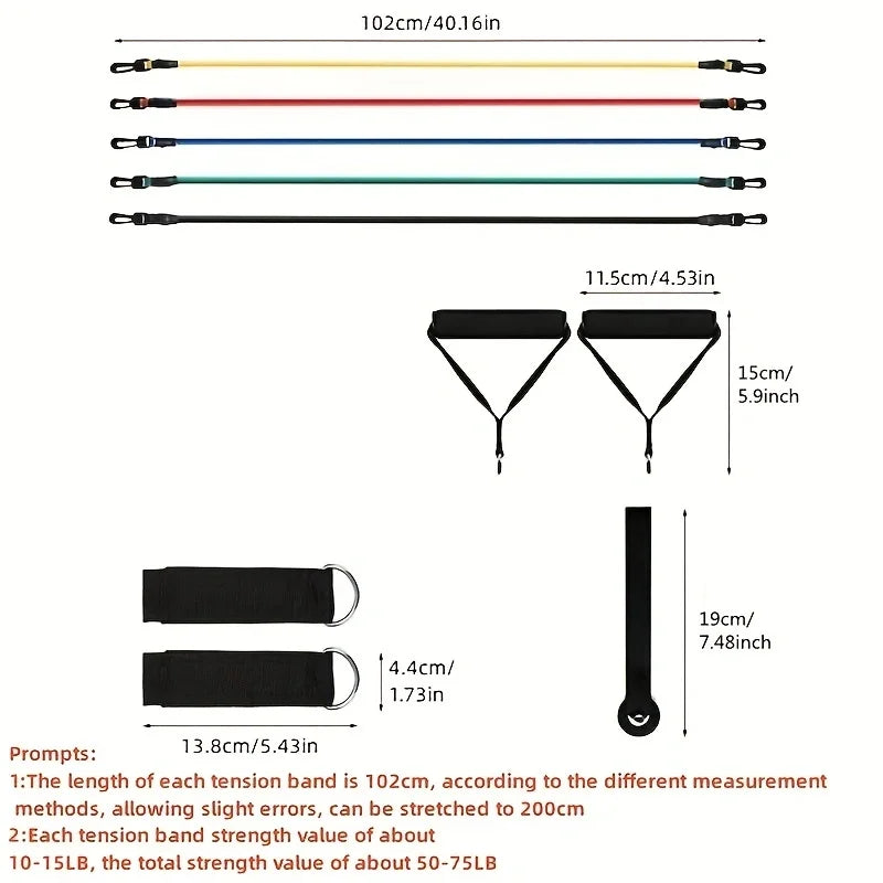 11PCS TPE Resistance Bands Set