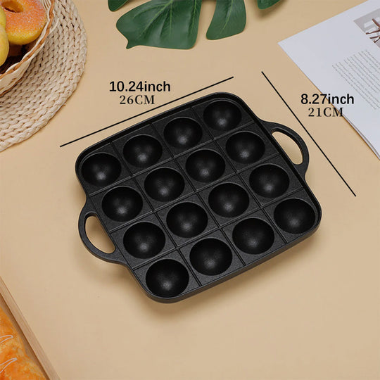 16 Holes Takoyaki Grill Pan Practical Easy to Use Kitchen Frying Pan Takoyaki Maker for Camping Home Restaurant Outdoor Party