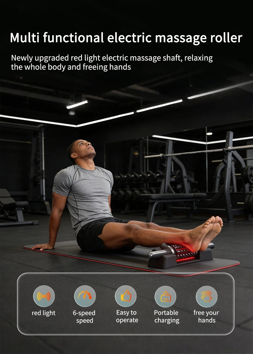 Electric Roller Massage Gun with Red Light
