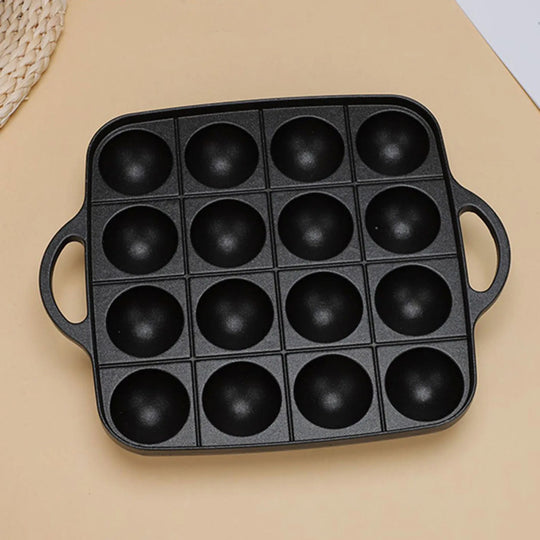 16 Holes Takoyaki Grill Pan Practical Easy to Use Kitchen Frying Pan Takoyaki Maker for Camping Home Restaurant Outdoor Party