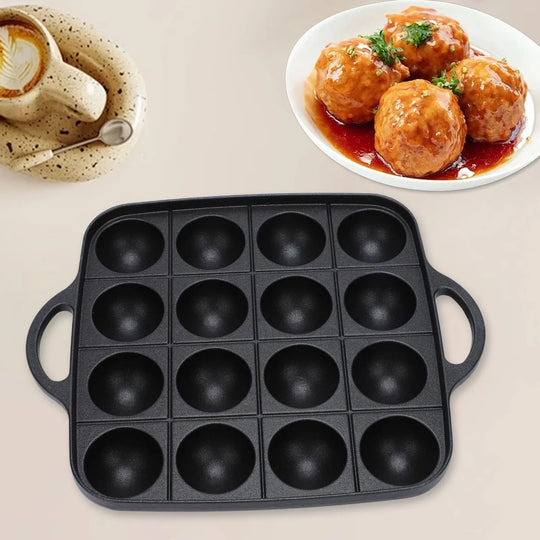 16 Holes Takoyaki Grill Pan Practical Easy to Use Kitchen Frying Pan Takoyaki Maker for Camping Home Restaurant Outdoor Party