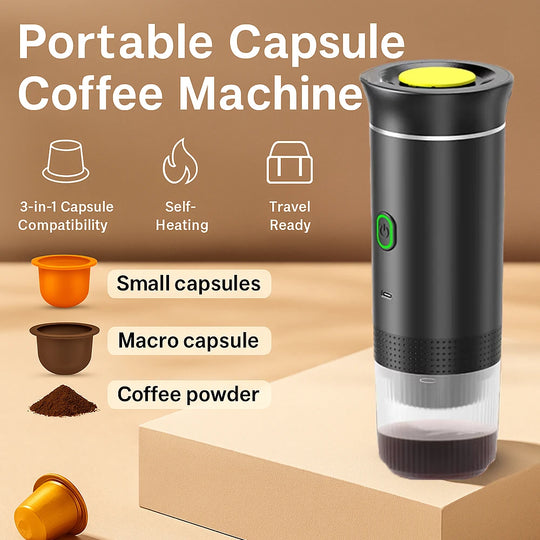 New Portable 3-in-1 Wireless Espresso Coffee Maker - Ideal for Travel, Car, Home & Camping | Capsule & Powder Compatible
