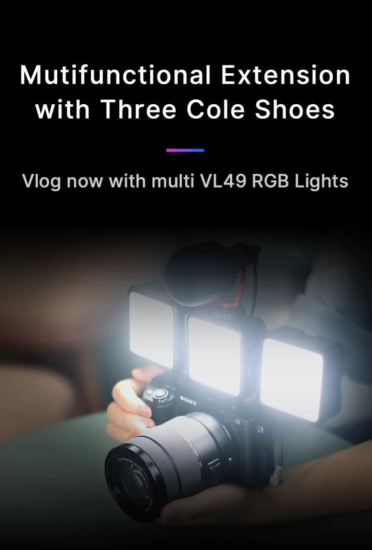2500K-9000K LED Video Light with 800LUX, Magnetic Mini Fill Light & 3 Cold Shoes