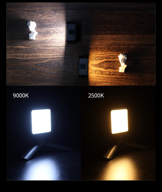 2500K-9000K LED Video Light with 800LUX, Magnetic Mini Fill Light & 3 Cold Shoes