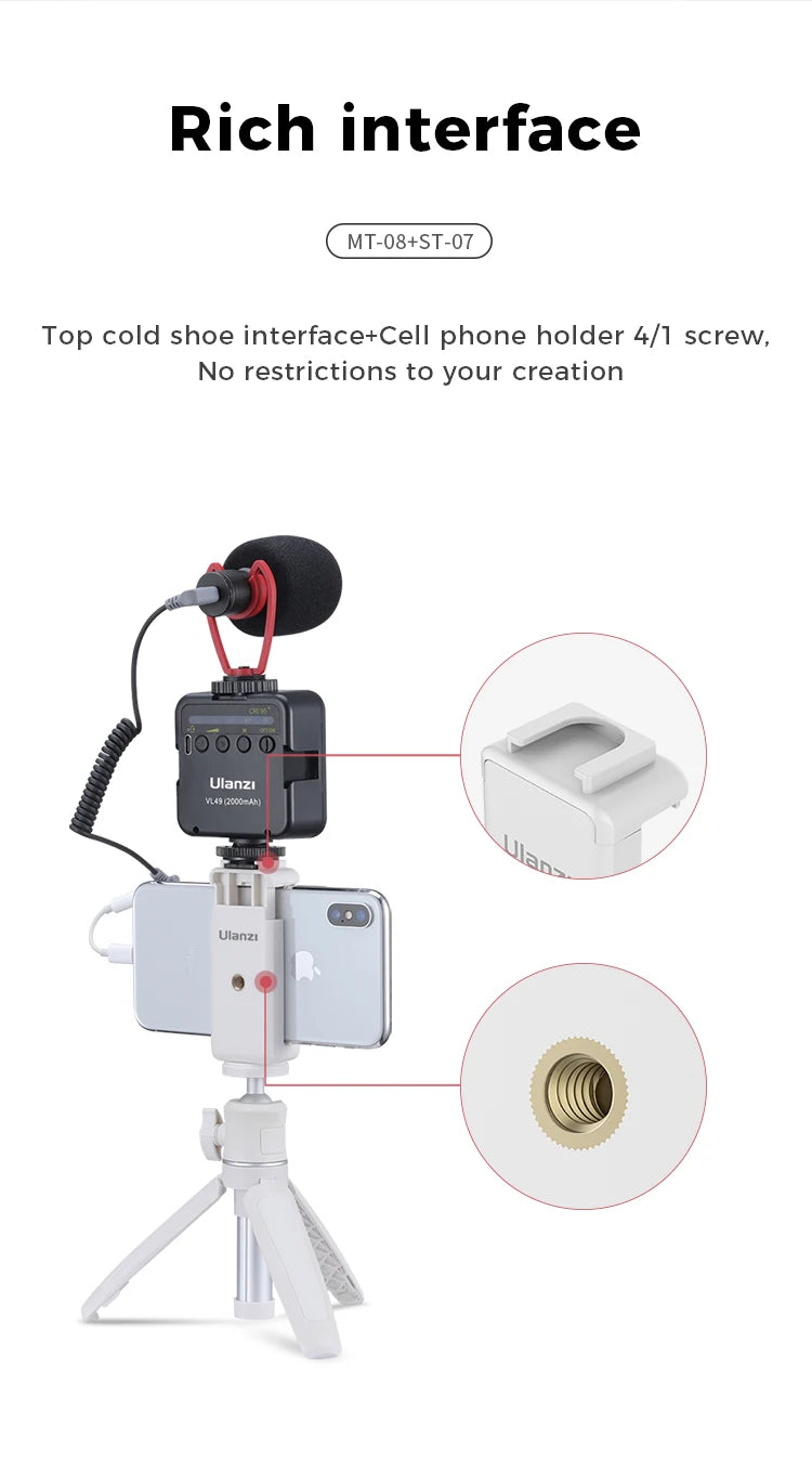 White Foldable Tripod & Monopod Mount for DSLR, Android, iPhone, Smartphone (1/4'' Thread)