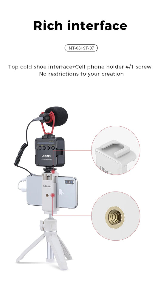 White Foldable Tripod & Monopod Mount for DSLR, Android, iPhone, Smartphone (1/4'' Thread)