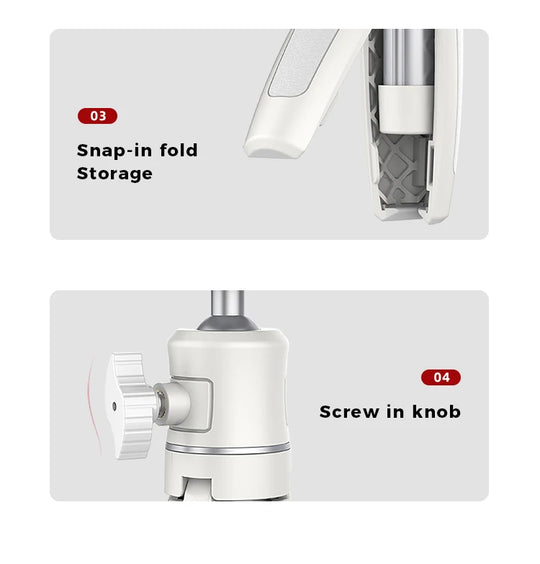 White Foldable Tripod & Monopod Mount for DSLR, Android, iPhone, Smartphone (1/4'' Thread)