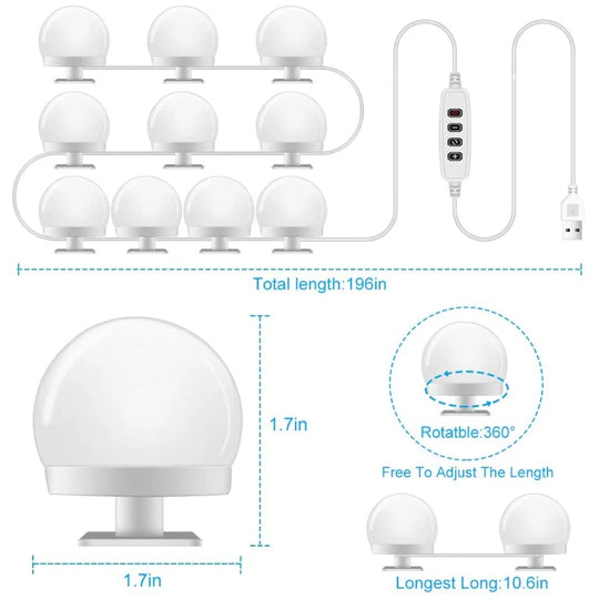 Makeup Mirror LED Light Bulbs Vanity Lights USB 12V Bathroom Dressing Table Lighting Dimmable LED Vanity Light For Mirror Light