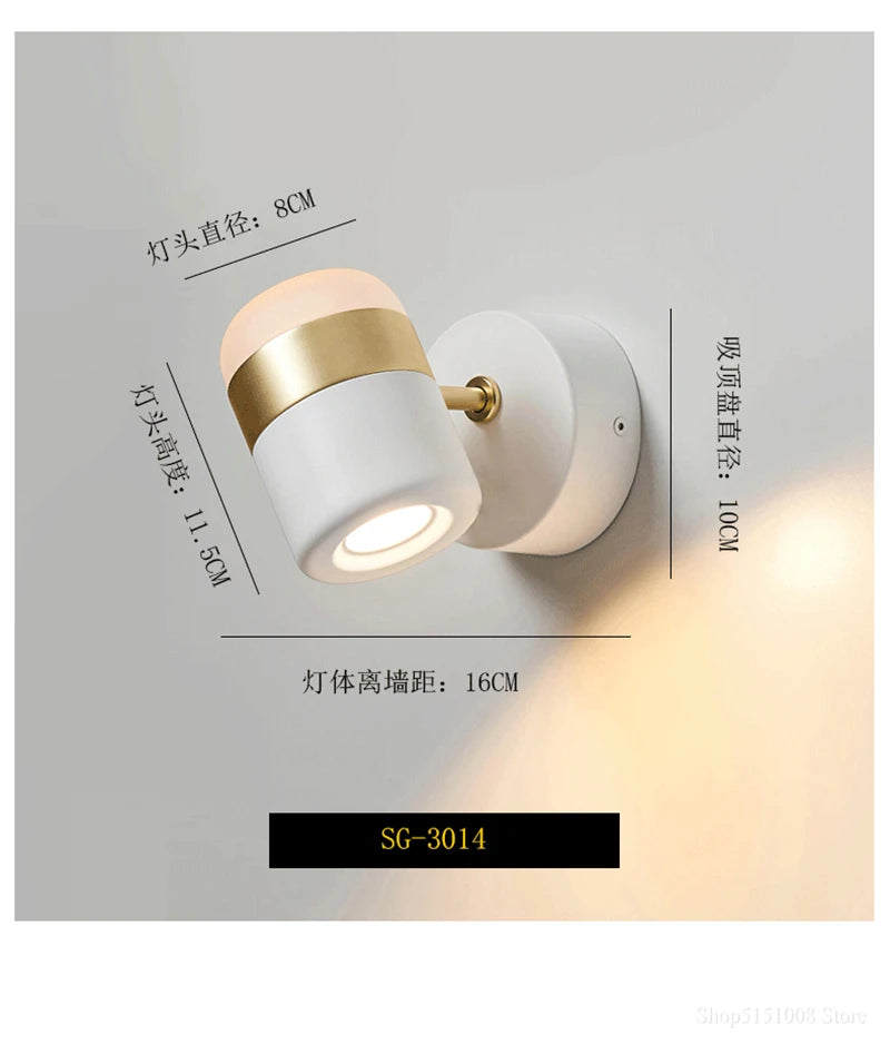 LED rotating wall lamp Modern simple metal wall lamps Living room bracket light study bedroom Lights aisle Lighting with switch