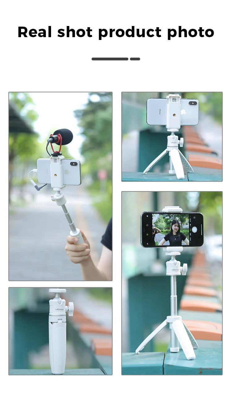 White Foldable Tripod & Monopod Mount for DSLR, Android, iPhone, Smartphone (1/4'' Thread)