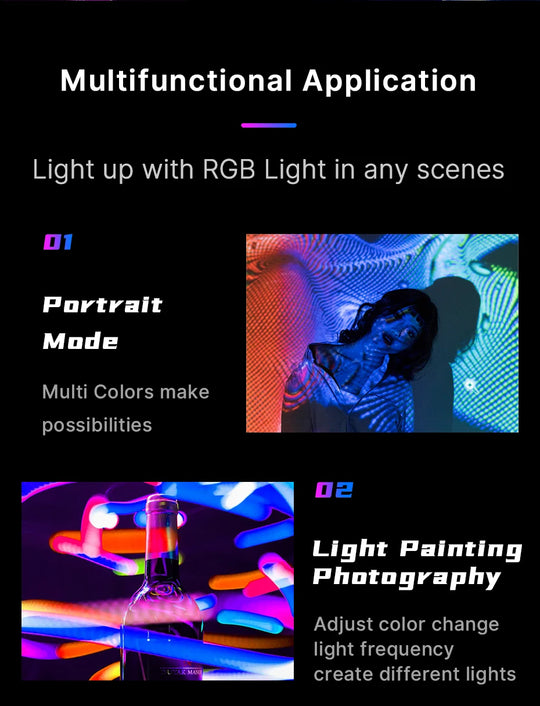 2500K-9000K LED Video Light with 800LUX, Magnetic Mini Fill Light & 3 Cold Shoes