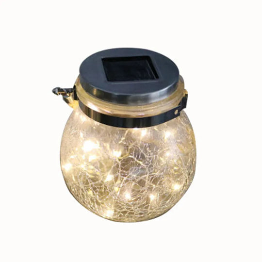 Solar Bottle Lamp Hemp Rope Hanging Lamp Outdoor Waterproof Balcony Terrace Garden Tree Light String Chandelier Glass Crack Lamp