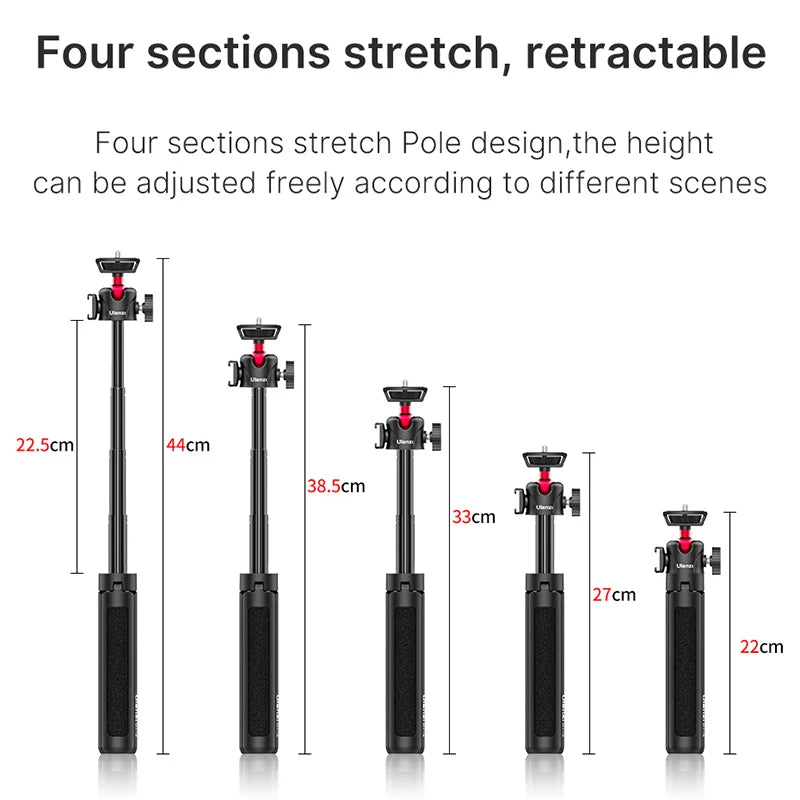 Cold Shoe Ball Head, 1/4'' Mini Selfie Stick Holder, DSLR Mount Bracket
