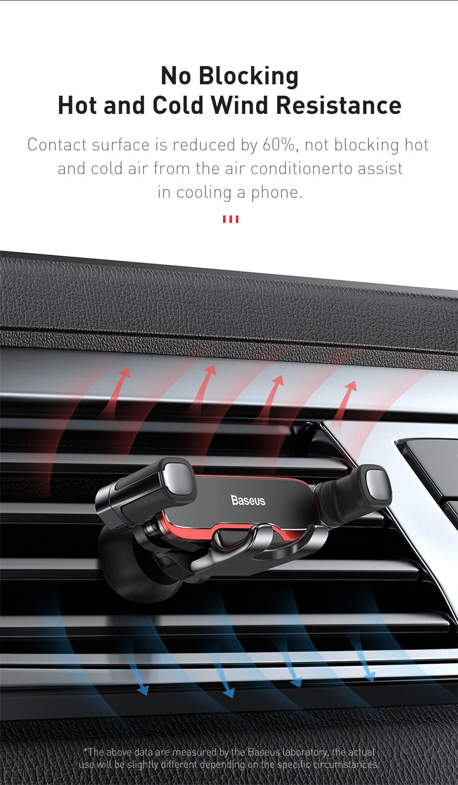 Baseus Car Phone Holder Metal Gravity Auto Air Vent Mobilephone Stand For 4.7-6.5 Inch Phone Invisibile Car Support