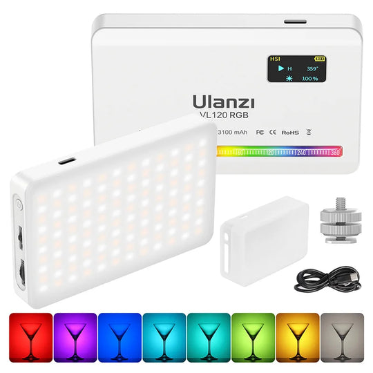 3200K-6500K Adjustable Video Lighting with Diffuser & Suction Mount for Computers, Tripods & Vlogging