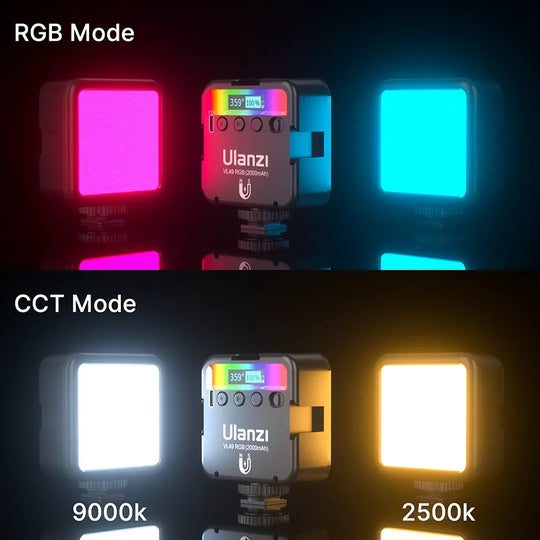 2500K-9000K LED Video Light with 800LUX, Magnetic Mini Fill Light & 3 Cold Shoes