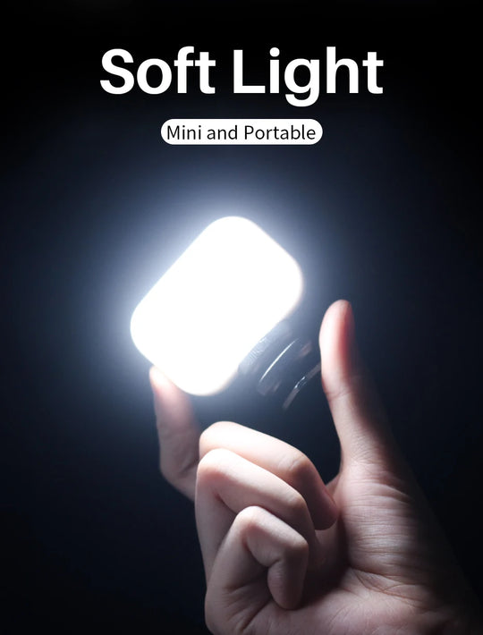 6500K Soft Fill Light with Diffuser, 120Lux, Type-C Charging, and Ultra-Portable Vlogging Light