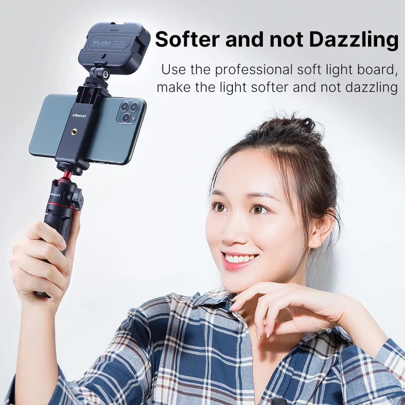 VIJIM VL100C LED Selfie Light Dimmable LED Extend 3 Cold Shoe 170° Adjustable Ballhead For Live YouTube Fill Light Photography