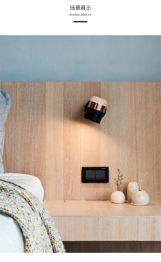 LED rotating wall lamp Modern simple metal wall lamps Living room bracket light study bedroom Lights aisle Lighting with switch