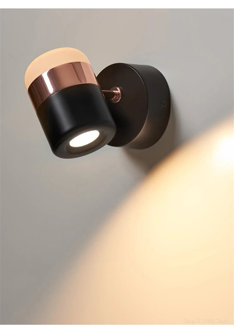 LED rotating wall lamp Modern simple metal wall lamps Living room bracket light study bedroom Lights aisle Lighting with switch