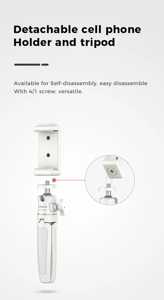 White Foldable Tripod & Monopod Mount for DSLR, Android, iPhone, Smartphone (1/4'' Thread)