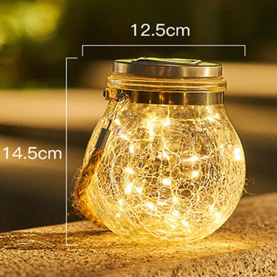 Solar Bottle Lamp Hemp Rope Hanging Lamp Outdoor Waterproof Balcony Terrace Garden Tree Light String Chandelier Glass Crack Lamp