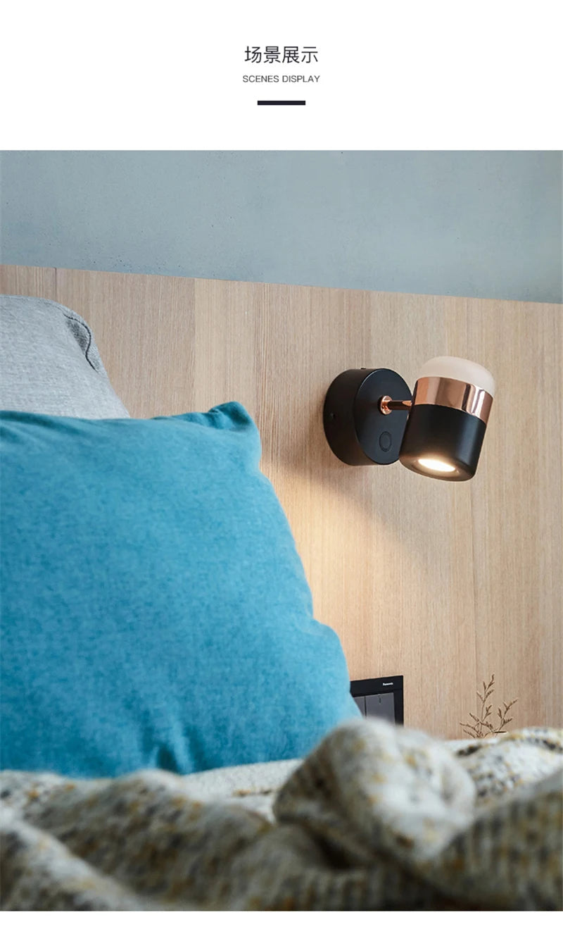 LED rotating wall lamp Modern simple metal wall lamps Living room bracket light study bedroom Lights aisle Lighting with switch