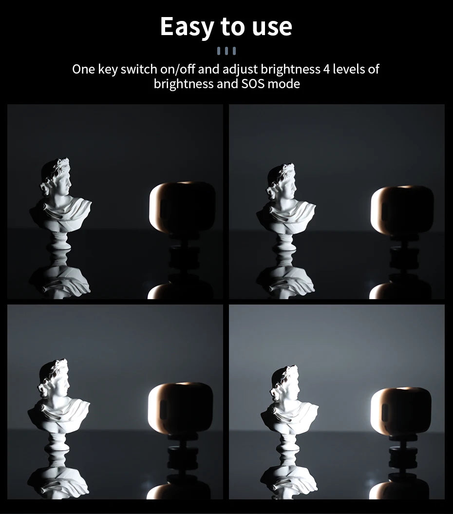 6500K Soft Fill Light with Diffuser, 120Lux, Type-C Charging, and Ultra-Portable Vlogging Light