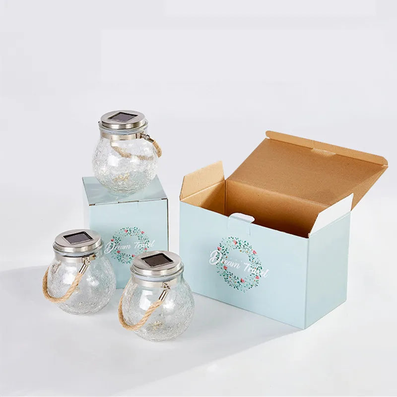 Solar Bottle Lamp Hemp Rope Hanging Lamp Outdoor Waterproof Balcony Terrace Garden Tree Light String Chandelier Glass Crack Lamp