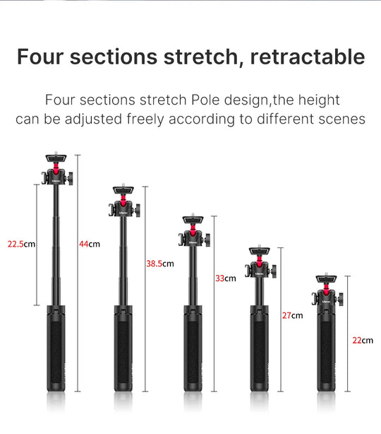 Cold Shoe Ball Head, 1/4'' Mini Selfie Stick Holder, DSLR Mount Bracket
