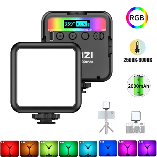 2500K-9000K LED Video Light with 800LUX, Magnetic Mini Fill Light & 3 Cold Shoes