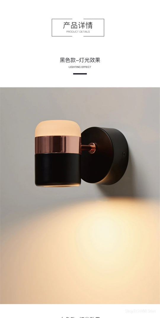 LED rotating wall lamp Modern simple metal wall lamps Living room bracket light study bedroom Lights aisle Lighting with switch