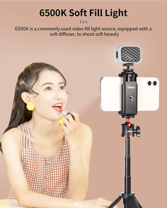 6500K Soft Fill Light with Diffuser, 120Lux, Type-C Charging, and Ultra-Portable Vlogging Light