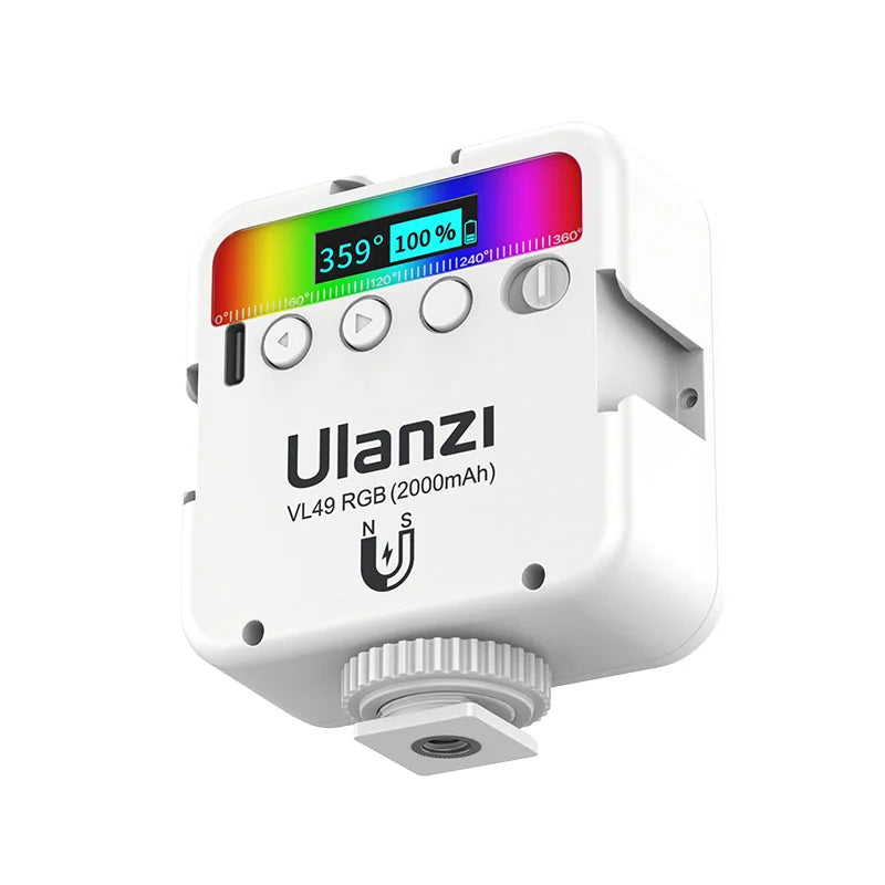 2500K-9000K LED Video Light with 800LUX, Magnetic Mini Fill Light & 3 Cold Shoes