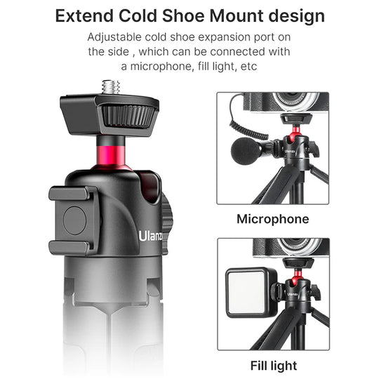 Cold Shoe Ball Head, 1/4'' Mini Selfie Stick Holder, DSLR Mount Bracket