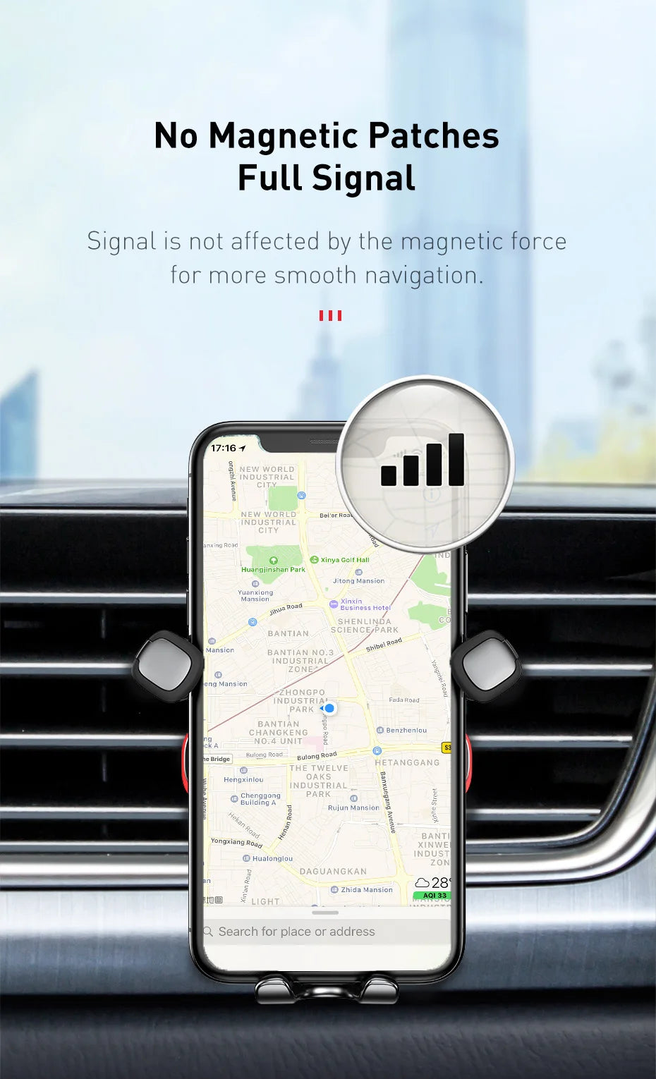 Baseus Car Phone Holder Metal Gravity Auto Air Vent Mobilephone Stand For 4.7-6.5 Inch Phone Invisibile Car Support