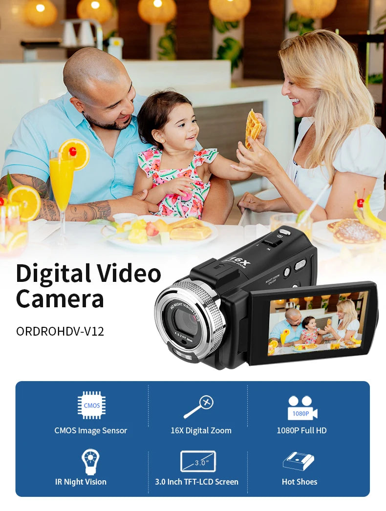 Ordro V12 Vlog Video Camera