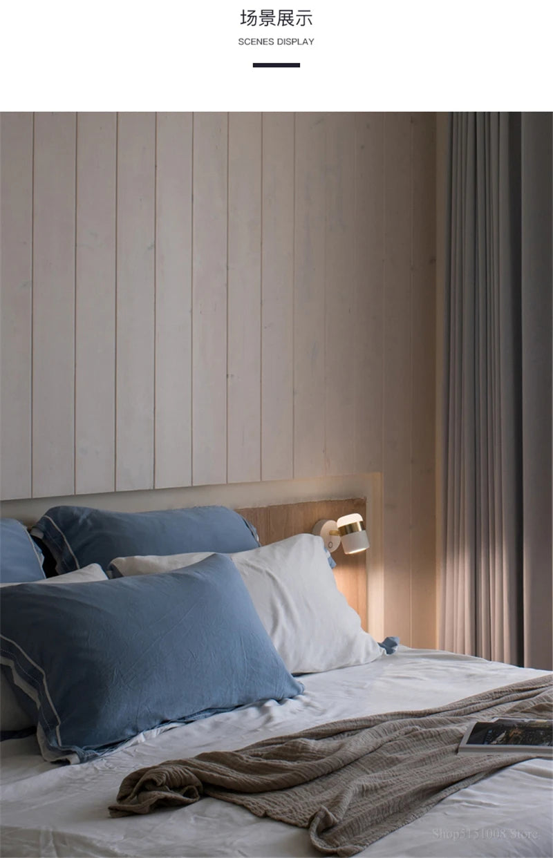 LED rotating wall lamp Modern simple metal wall lamps Living room bracket light study bedroom Lights aisle Lighting with switch