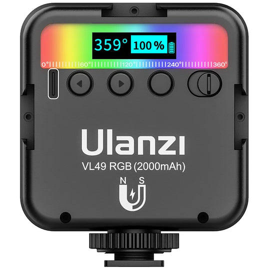 2500K-9000K LED Video Light with 800LUX, Magnetic Mini Fill Light & 3 Cold Shoes